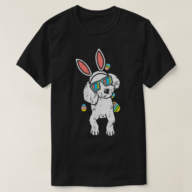 Womens Poodle Bunny Oars Brillen Ostereier Niedlic T-Shirt (Design vorne)