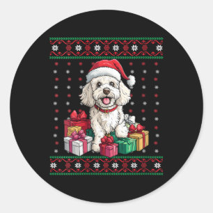 Womens Poodle Weihnachtsmannmütze Funny Dog Lover Runder Aufkleber