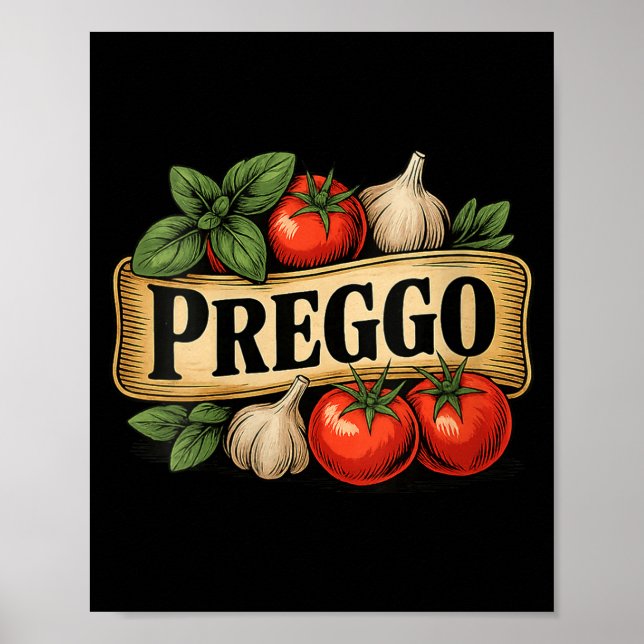 Womens Preggo Costume Pregnancy Announcement Prego Poster (Vorne)