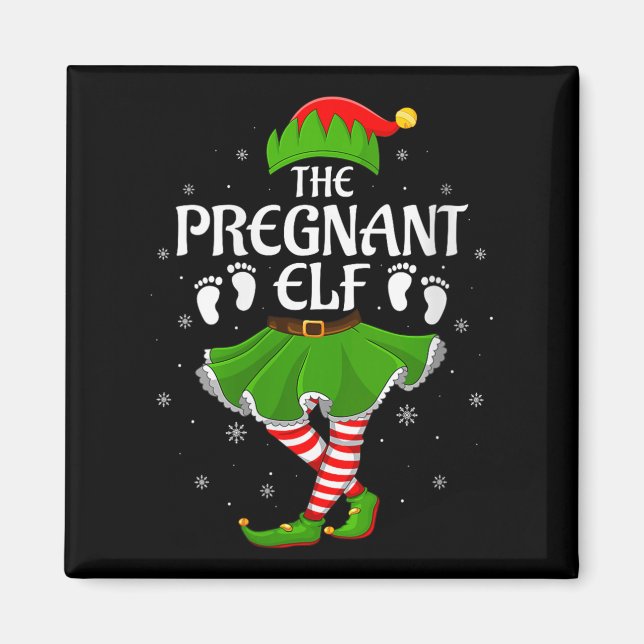 Womens Pregnant Elf Christmas Family Girls Women E Magnet (Vorne)