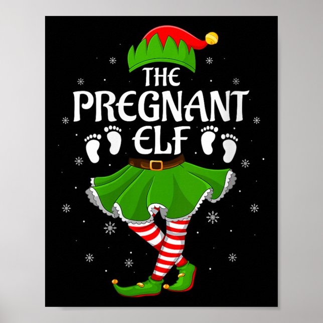 Womens Pregnant Elf Christmas Family Girls Women E Poster (Vorne)