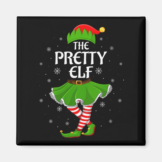 Womens Pretty Elf Christmas Family Girls Women Elf Magnet (Vorne)