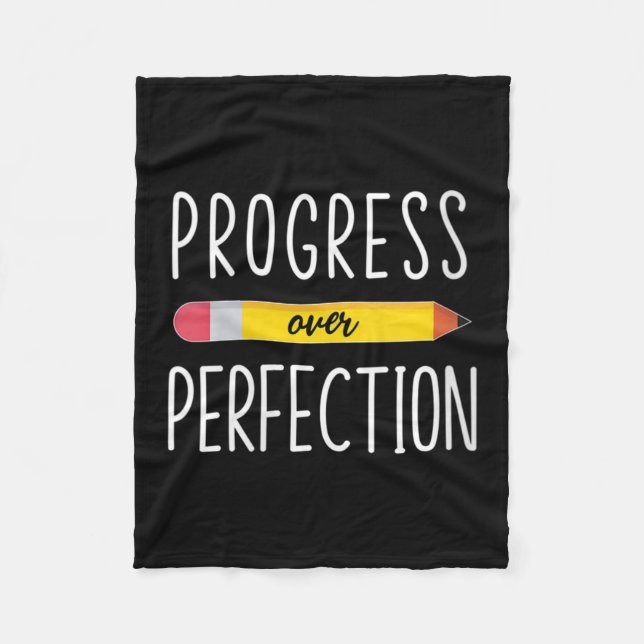 Womens Progress Over Perfection Motivational Back  Fleecedecke (Vorderseite)