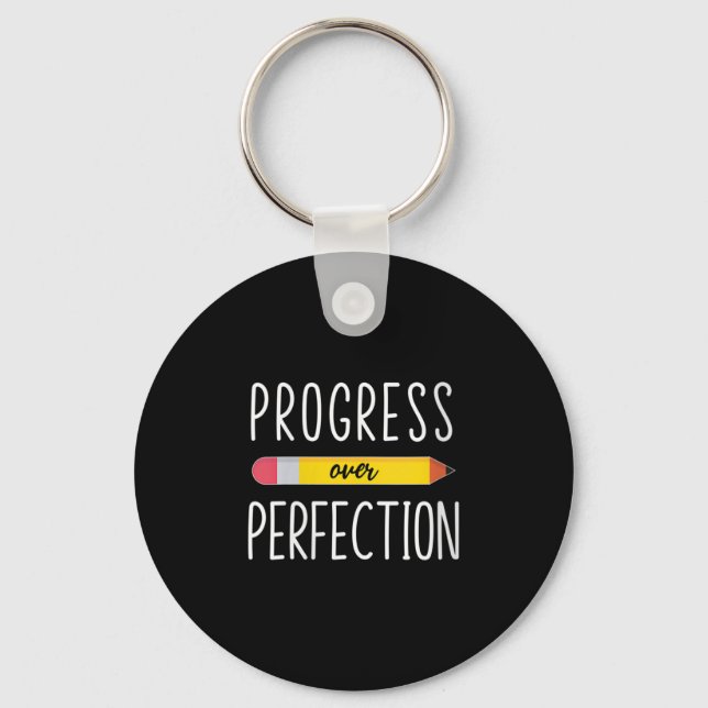 Womens Progress Over Perfection Motivational Back  Schlüsselanhänger (Vorderseite)