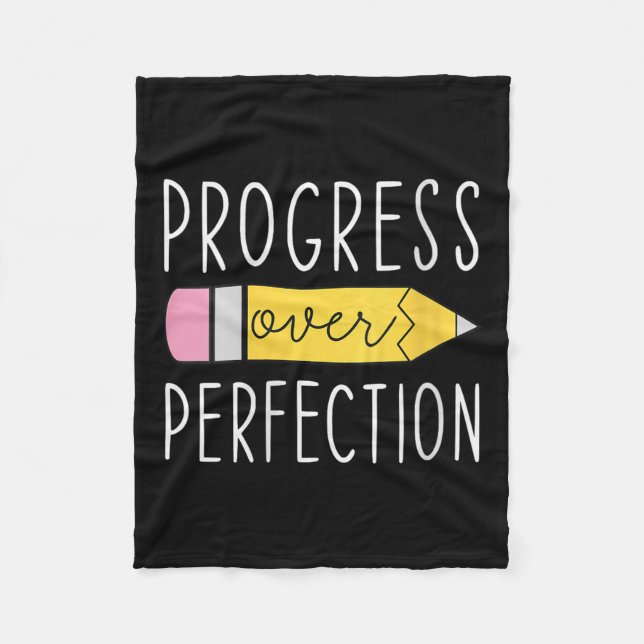 Womens Progress Over Perfection Motivational Teach Fleecedecke (Vorderseite)