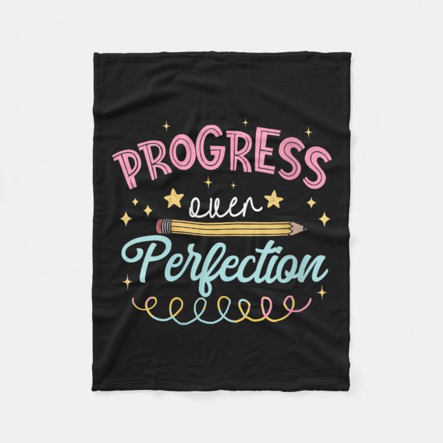 Womens Progress Over Perfection Motivational Teach Fleecedecke (Vorderseite)
