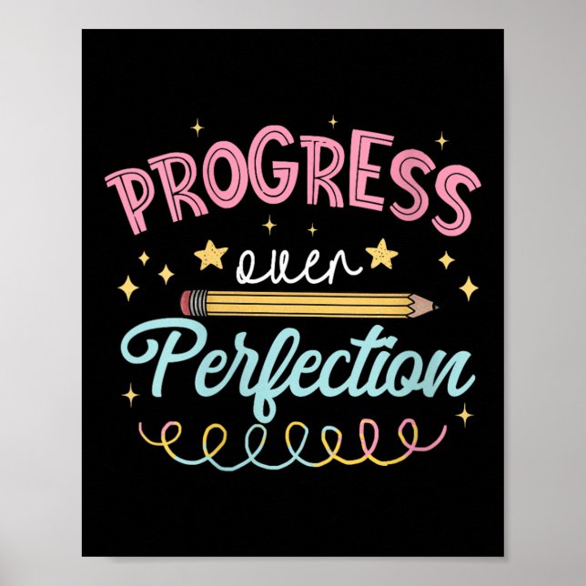 Womens Progress Over Perfection Motivational Teach Poster (Vorne)