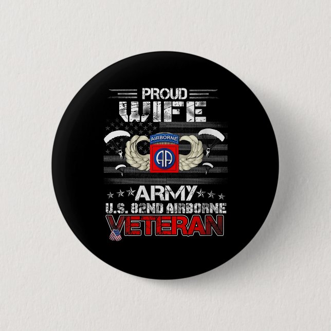 Womens Proud Ehefrau Army Us 82. Im Flugzeug Veter Button (Vorderseite)
