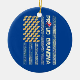 Womens Proud Grandpa American Flag Football Keramik Ornament