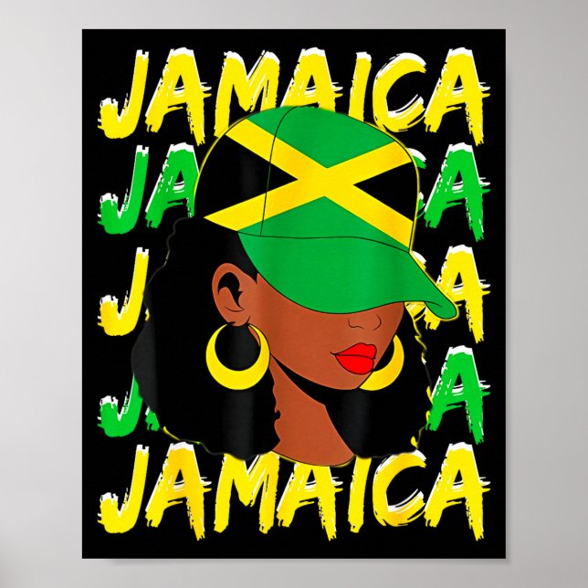 Womens Proud Jamaican Afro Black Woman Jamaica Fla Poster (Vorne)