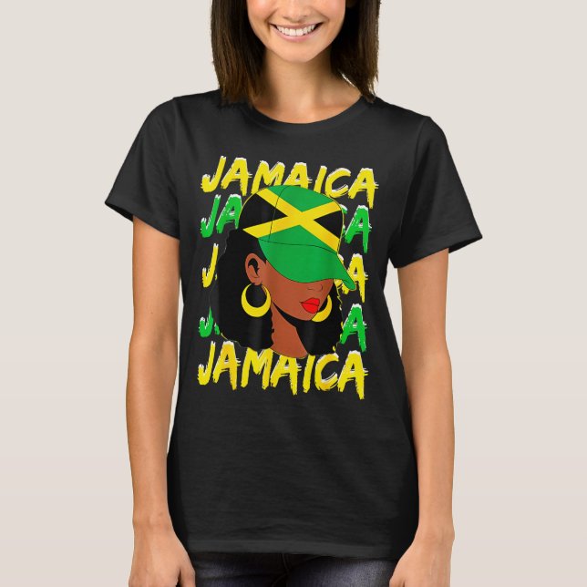 Womens Proud Jamaican Afro Black Woman Jamaica Fla T-Shirt (Vorderseite)