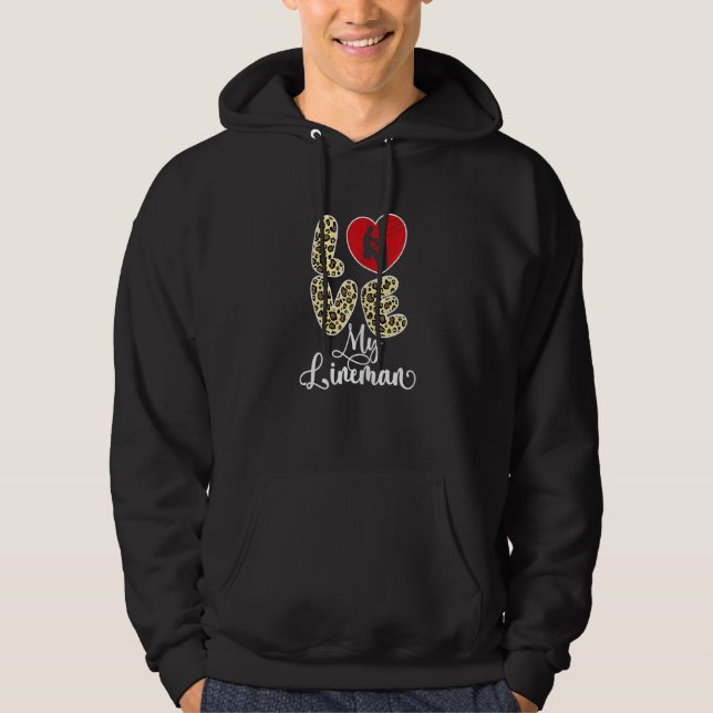 Womens Proud Line Wife - Love My Lineworker Husban Hoodie (Vorderseite)