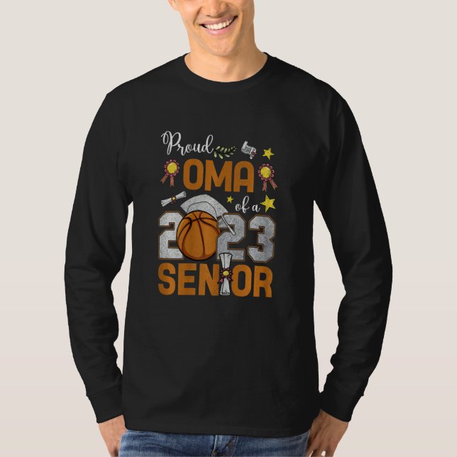 Womens Proud Oma Of A 2023 Senior Basketball Gradu T-Shirt (Vorderseite)