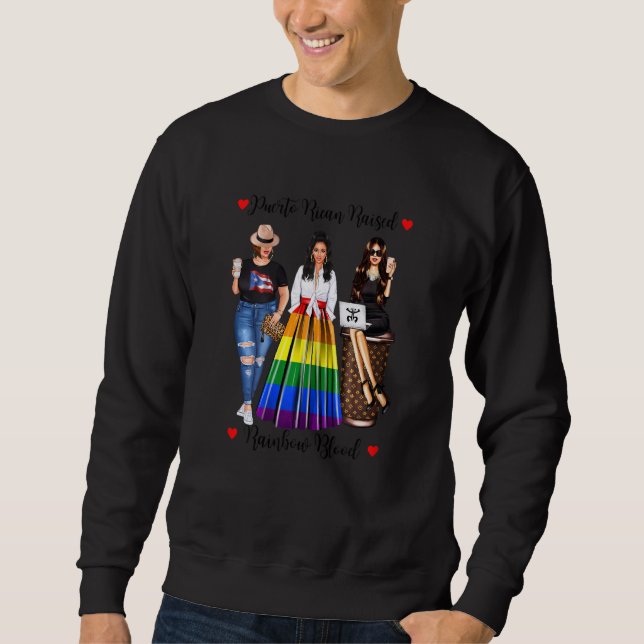 Womens Proud Puerto Rican Lgbtq Roots Lesbo Gay Fl Sweatshirt (Vorderseite)