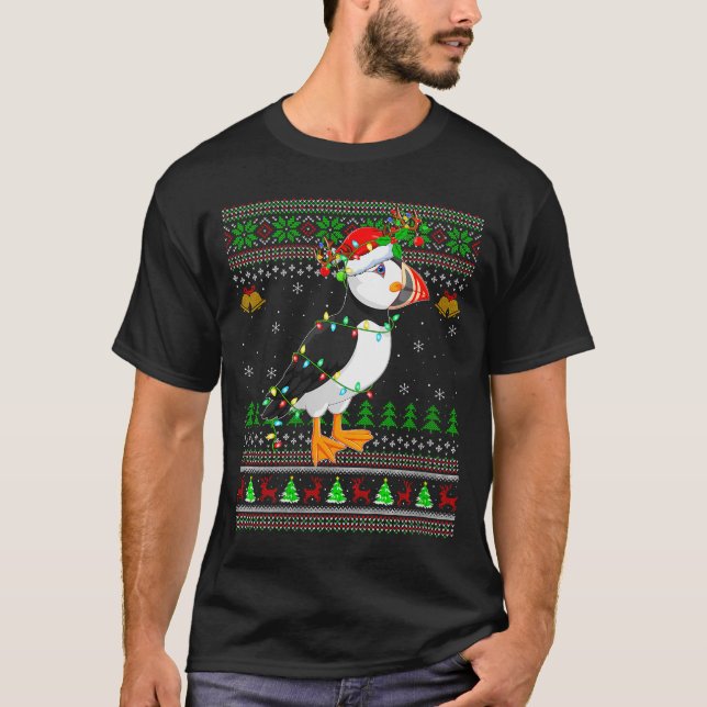 Womens Puffin Bird Ugly Christmas Sweaters Holiday T-Shirt (Vorderseite)
