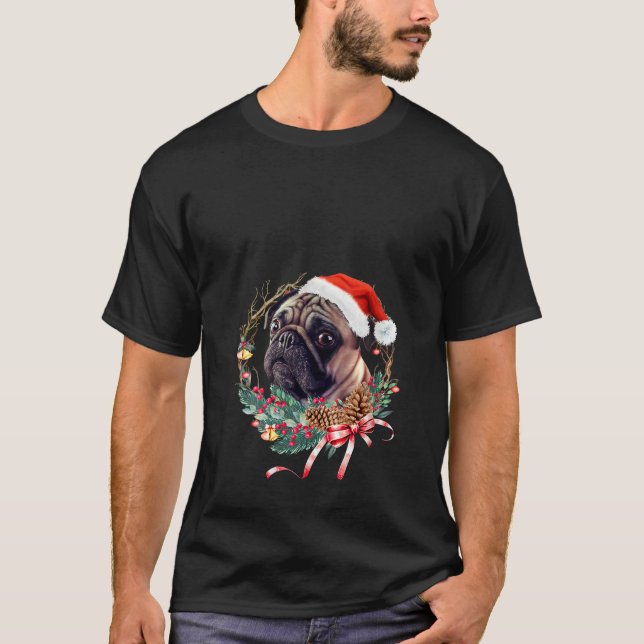 Womens Pug Dog Christmas Wreath The Soul Keeper V  T-Shirt (Vorderseite)