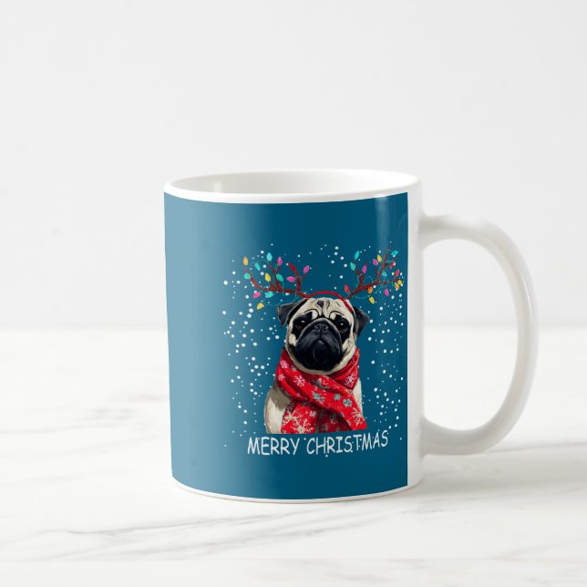 Womens Pug Dog Xmas Santa Hat F Christma Long Slee Kaffeetasse (Rechts)