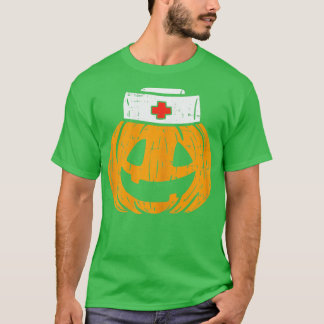 Womens Pumpkin Nurse Funny Beängstigendes Hallowee T-Shirt