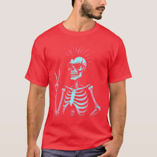 Womens Punk Rock Skeleton with Retro Vibes Goth Ro T-Shirt