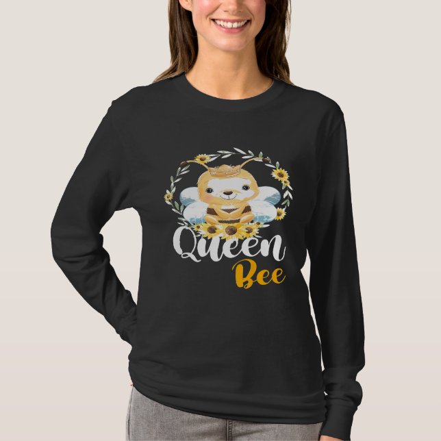 Womens Queen Bee Crown Cute Honey Bee Hive Beekeep T-Shirt (Vorderseite)