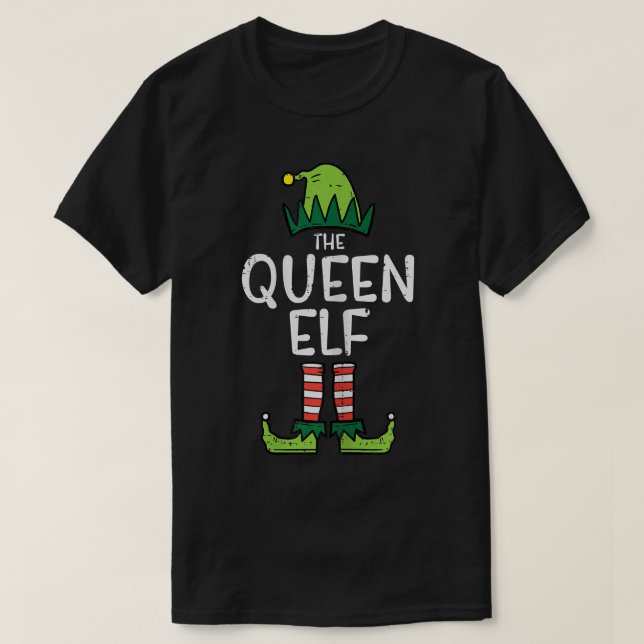 Womens Queen Elf Xmas PJs Matching Christmas Pajam T-Shirt (Design vorne)