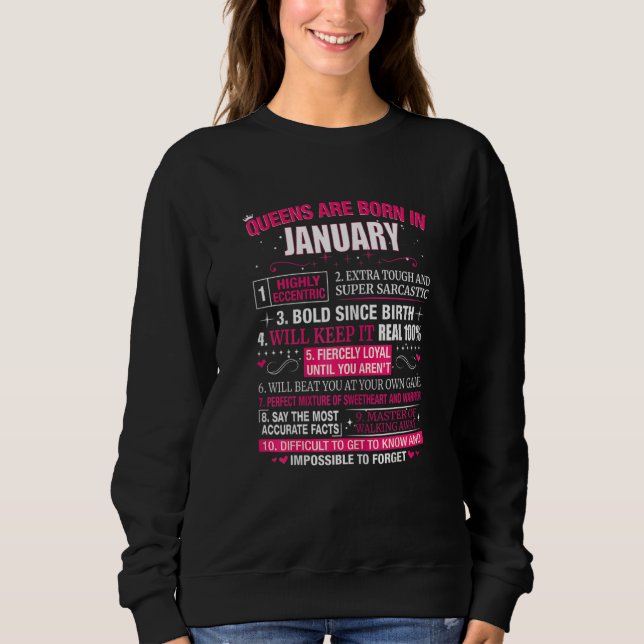 Womens Queens Are Born In January Sweatshirt (Vorderseite)