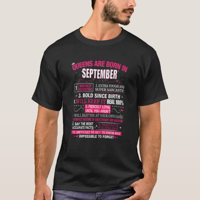 Womens Queens Are Born In September T-Shirt (Vorderseite)