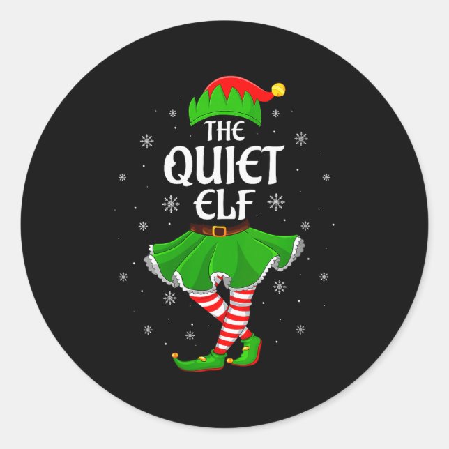 Womens Quiet Elf Christmas Family Girls Women Elf  Runder Aufkleber (Vorderseite)