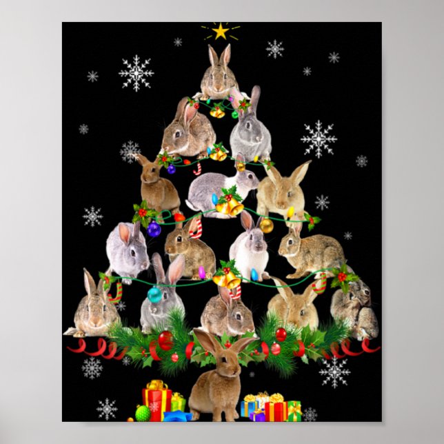Womens Rabbit Christmas Tree Snow Funny Rabbit Xma Poster (Vorne)