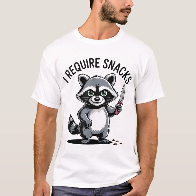Womens Raccoon I Require Snacks Lover Animal  T-Shirt (Vorderseite)