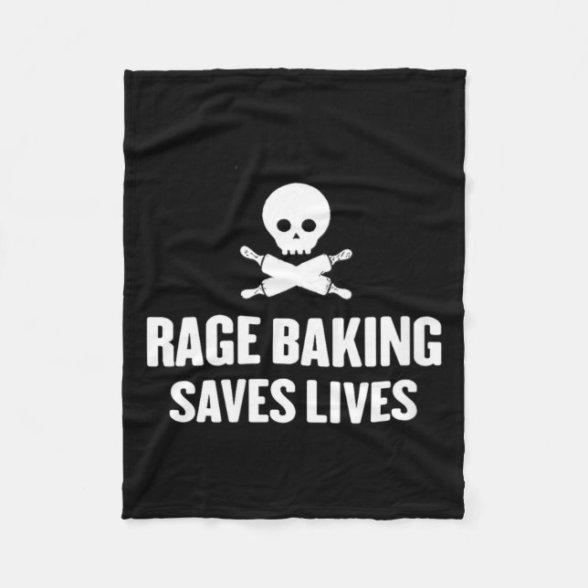 Womens Rage Baking Saves Live Skull Funny Baker Co Fleecedecke (Vorderseite)