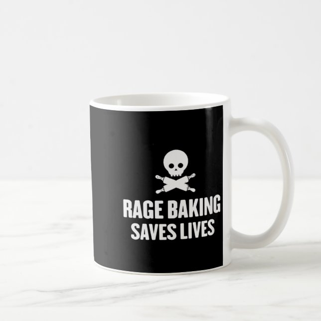 Womens Rage Baking Saves Live Skull Funny Baker Co Kaffeetasse (Rechts)