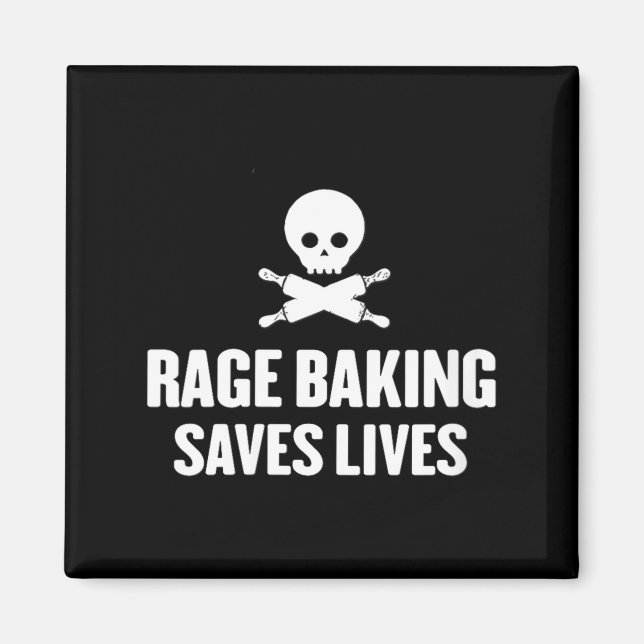 Womens Rage Baking Saves Live Skull Funny Baker Co Magnet (Vorne)