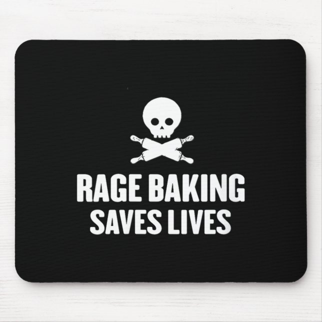 Womens Rage Baking Saves Live Skull Funny Baker Co Mousepad (Vorne)
