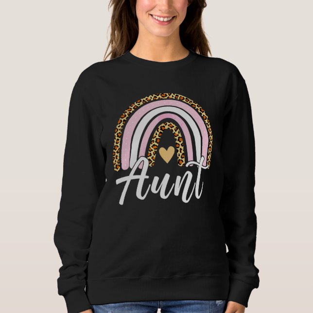 Womens Rainbow Aunt Leopard Print Niedlich Junge M Sweatshirt (Vorderseite)
