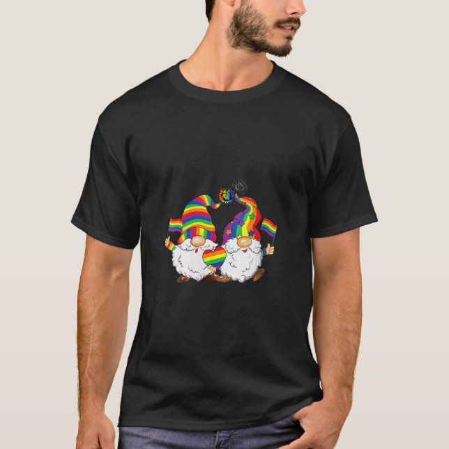 Womens Rainbow Pride Gnomes LGBTQ Christmas Gay Qu T-Shirt (Vorderseite)