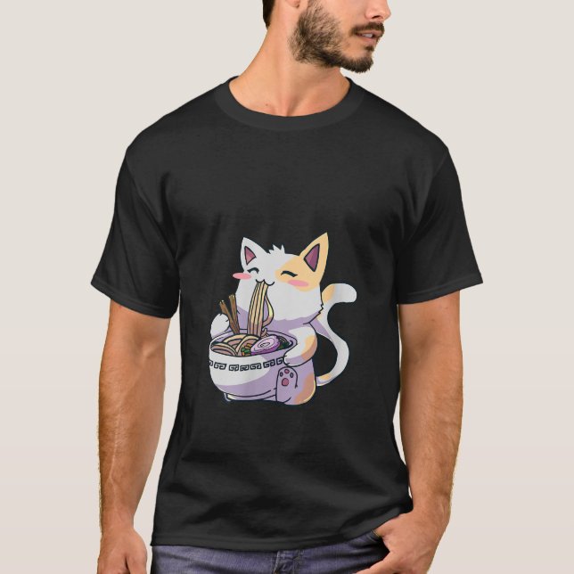 Womens Ramen Cat Kawaii Anime Japanese Kawaii Neko T-Shirt (Vorderseite)