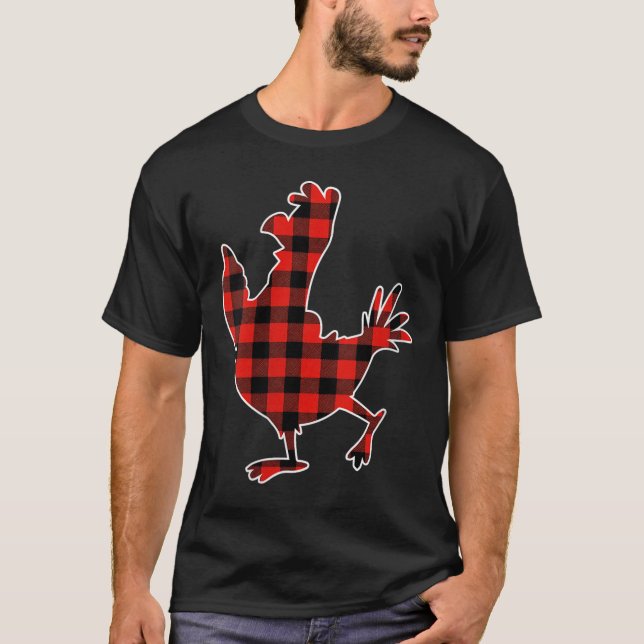 Womens Red Buffalo Plaid Pajama Chicken Merry Chri T-Shirt (Vorderseite)