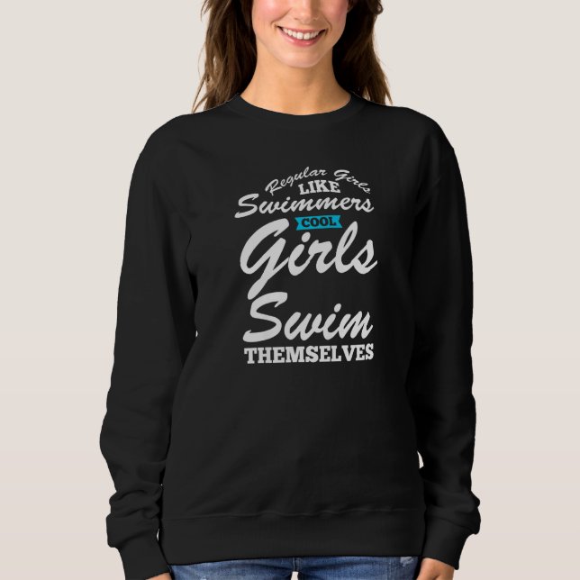 Womens regular girls like swimming cool girl swim  sweatshirt (Vorderseite)