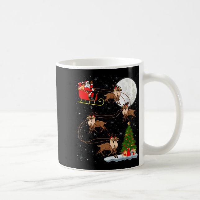 Womens Reindeer Santa Sleigh Flying Funny Magical  Kaffeetasse (Rechts)