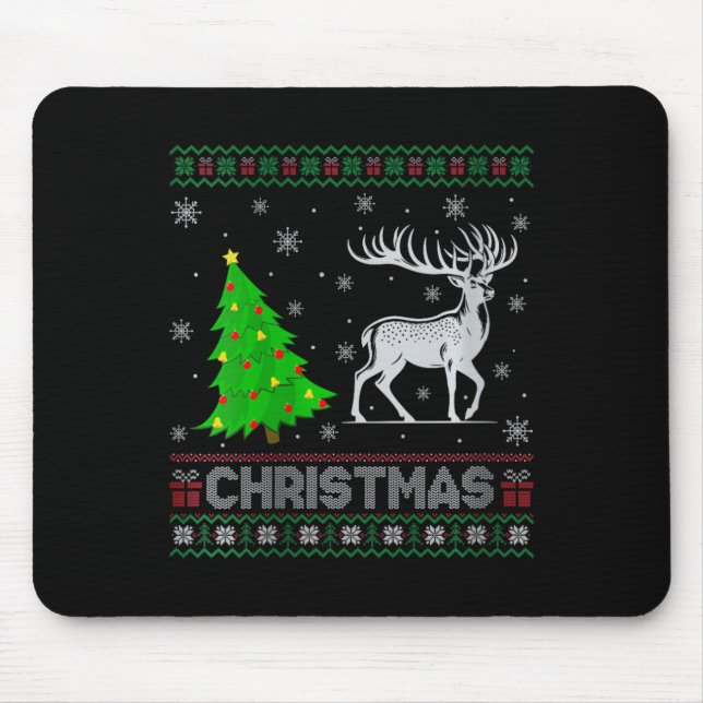 Womens Reindeer Xmas Tree Lighting Ugly Weihnachte Mousepad (Vorne)