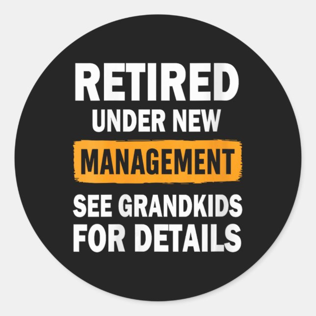 Womens Retired Under New Management See Grandkids  Runder Aufkleber (Vorderseite)