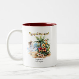Women's Retirement Beach Aloha Blume Party Zweifarbige Tasse