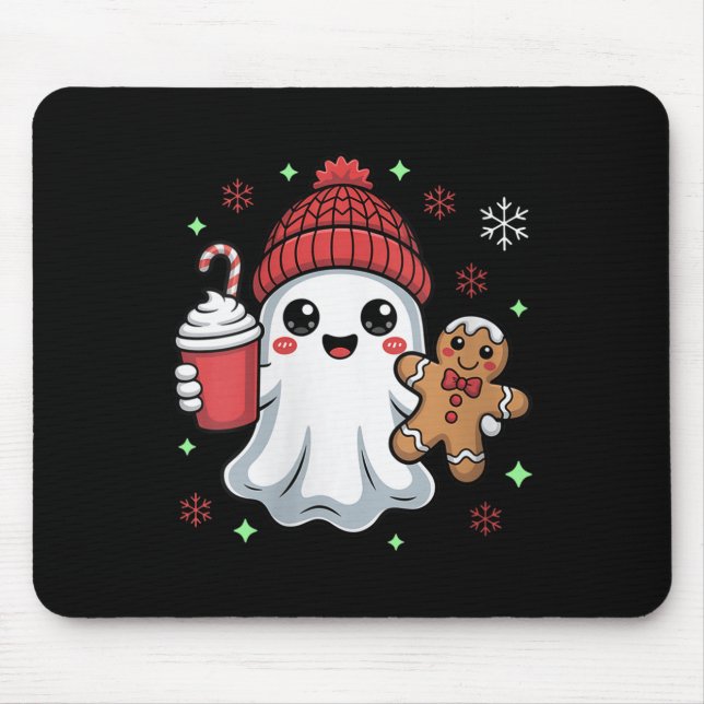 Womens Retro Ghost Beanie Weihnachtsfeiertag Weihn Mousepad (Vorne)