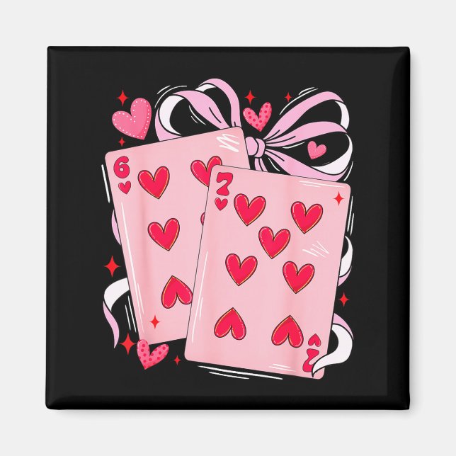 Womens Retro Six Seven 67 Meme Valentines Day Play Magnet (Vorne)