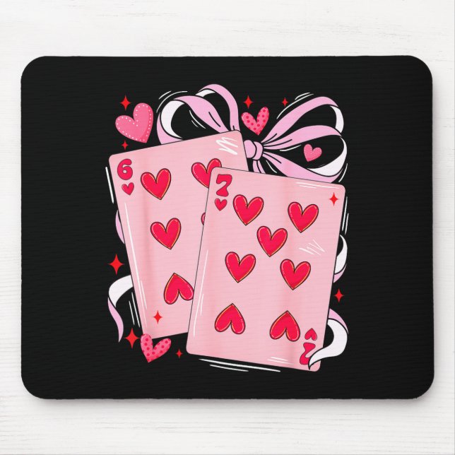 Womens Retro Six Seven 67 Meme Valentines Day Play Mousepad (Vorne)
