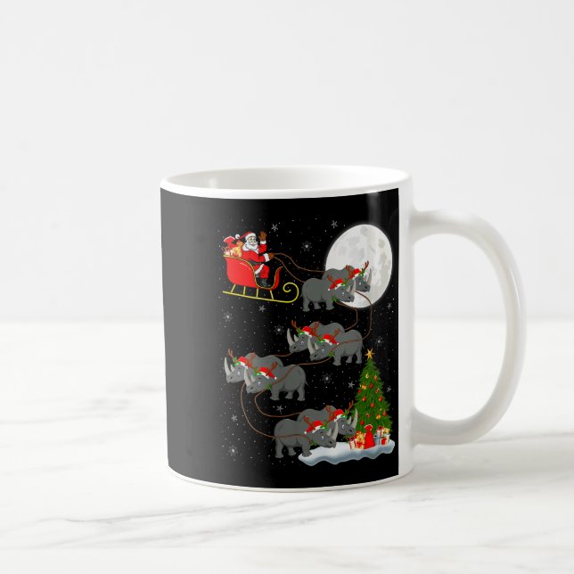 Womens Rhino Santa Sleigh Flying Funny Magical Chr Kaffeetasse (Rechts)
