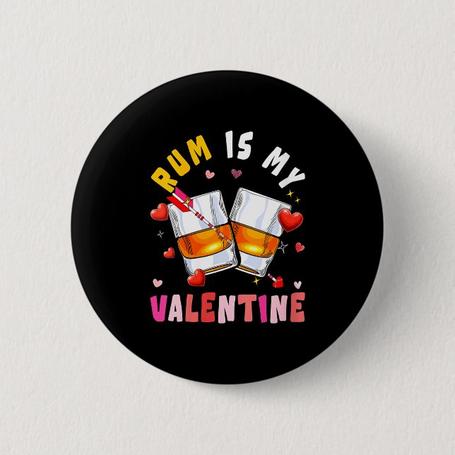 Women's Rum Is My Valentine Hearts Matching Drinke Button (Vorderseite)