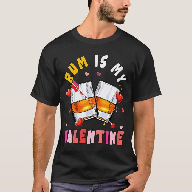 Women's Rum Is My Valentine Hearts Matching Drinke T-Shirt (Vorderseite)