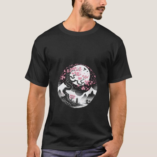 Womens Sakura japanese cherry blossom nd moon japa T-Shirt (Vorderseite)